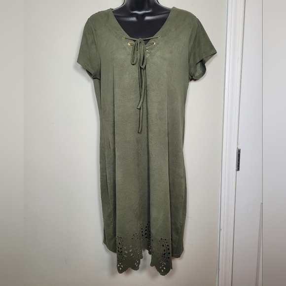 Melissa Paige Boho Faux Suede Dress sz PL - Picture 1 of 8